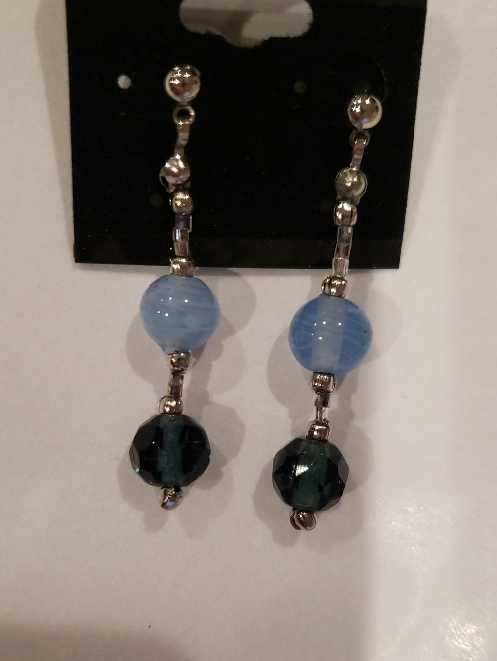 Blue Bead Drop Earrings